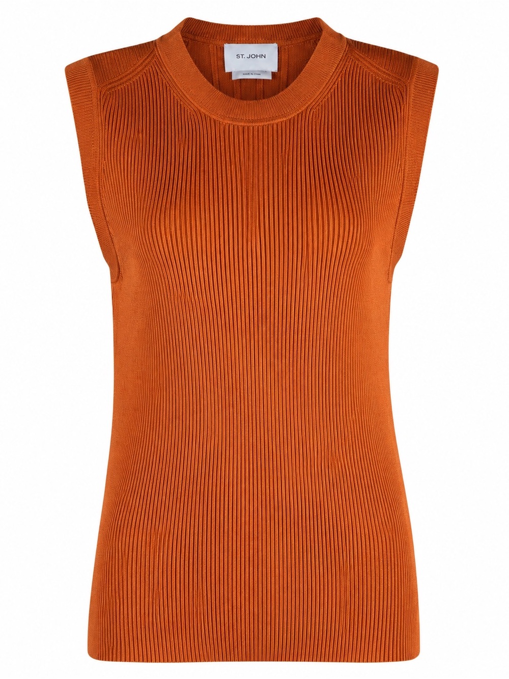 St. John 100% Rayon Ribbed Knit Tank Top Rust Orange Sleeveless Size M